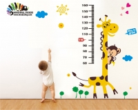 استیکر و برچسب دیواری اتاق کودک خط کش اندازه گیری قد زرافه و میمون کد h161