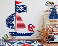 استیکر دیواری اتاق کودک کشتی بادبانی دزدان دریایی Pirates Sailing Ship Wallstickers کد h1080