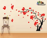  استیکر و برچسب دیواری درخت در باد ، گل و گیاه tree wall stickers کد h134