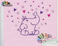 استیکر دیواری اتاق کودک فیل شاه و قلب و ستاره Elephant King & Heart & Stars Wallstickers کد h1047