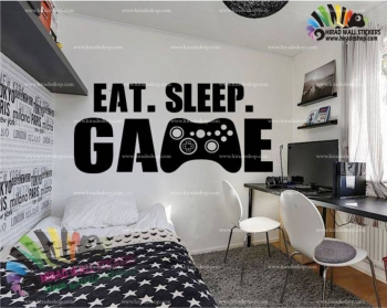 استیکر و برچسب دیواری بازی EAT.SLEEP.GAME WALLSTICKER کد h1548