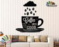 استیکر  و برچسب دیواری کافی شاپ باران قهوه بر روی فنجان Coffee Rain On The Cup Wallstickers کد h1050