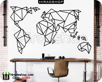 برچسب  دیواری آژانس هواپیمایی نقشه جهان  World Map Wallstickers کد h1286