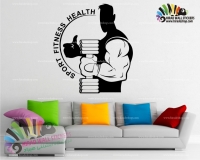 استیکر دیواری ورزشی فیتنس مرد بدنساز فیگور جلو بازو Fitness Bodybuilder Biceps Figure Wallstickers کد h1155