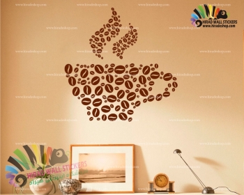 استیکر و برچسب دیواری فنجان و قهوه coffee ، کافه کافی شاپ کد h1325