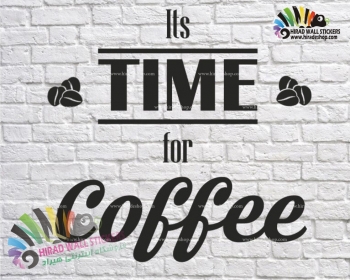  استیکر و برچسب دیواری متن انگلیسی its time for coffee کد h1500