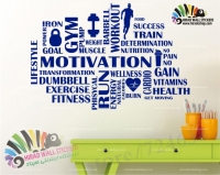 استیکر و برچسب دیواری ورزشی نوشته بدنسازی و مراقبت از بدن Fitness & Body Care Wallstickers کد h1012