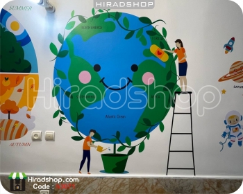 استیکر و برچسب دیواری کودک آموزش اقیانوس ها oceans learning wallstickersکد h3071