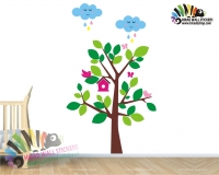 استیکر و برچسب دیواری اتاق کودک درخت و لانه پرنده Tree Wallstickers کد h722