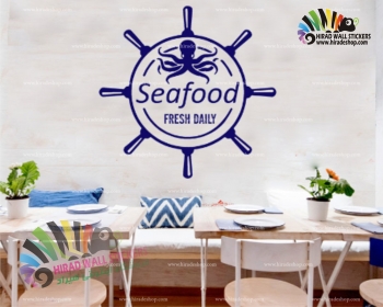 استیکر دیواری رستوران و آشپزخانه خوراک دریایی Seafood Wallstickers کد h1499