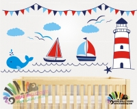استیکر دیواری اتاق کودک دریا Sea Wallstickers کد h696