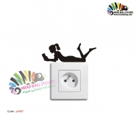 استیکر  و برچسب کلید و پریز دختر درس خوانSwitches and Sockets wallstickers کد h2349