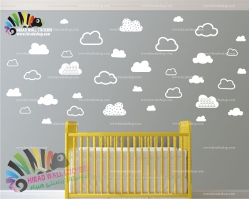 استیکر دیواری اتاق کودک پک تکرار شونده ابر Cloud Wallstickers کد h734