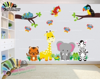 استیکر اتاق کودک جنگل حیوانات با کد h888