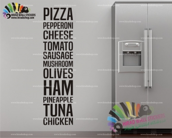 استیکر دیواری یخچال و آشپزخانه دستور پیتزا Pizza Recipe Wallstickers کد h1157