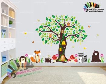 استیکر دیواری اتاق کودک جنگل حیوانات Animal Forest Wallstickers کد h1110