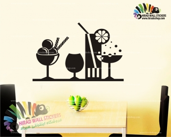 استیکر و برچسب دیواری ابمیوه،کافه و کافی شاپ coffe shop wallsticker کد h802