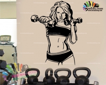 استیکر و برچسب دیواری زن ورزشکار دمبل زن Womens Bodybuilding کد h1618