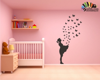 استیکر و برچسب دیواری اتاق کودک دختر دامن پروانه کد h106