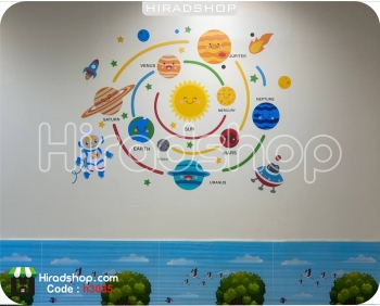 استیکر و برچسب دیواری کودک کهکشان،سیارات و فضانورد space کد h3085