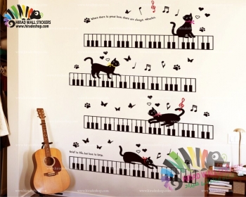 استیکر دیواری نت و موسیقی کلیدهای پیانو Piano Keys Wallstickers کد h1131