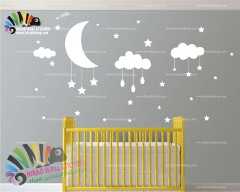استیکر دیواری اتاق کودک ماه و ابر و ستاره Moon & Cloud & Star Wallstickers کد h748