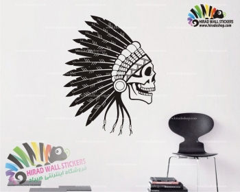 استیکر دیواری پسرانه اسکلت جمجمه سرخپوست Indian Skeleton Skull Wallstickers کد h978