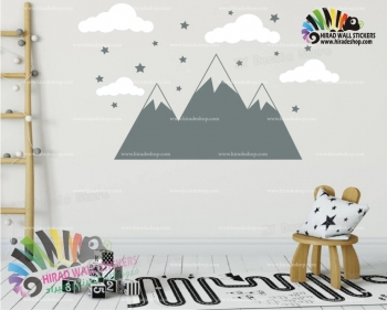 استیکر دیواری اتاق کودک کوه و ابر و ستاره Mountains and Clouds and Stars Wallstickers کد h865