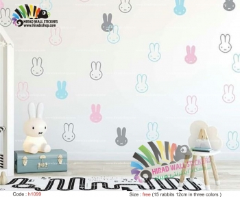 استیکر دیواری پک تکرار شونده اتاق کودک خرگوش Rabbit Repetitive Pack Wallstickers کد h1099