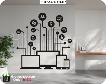 استیکر و برچسب دیواری اداری تکنولوژی و شبکه های اجتماعی و اینترنت کد h1673