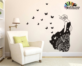 استیکر و برچسب دیواری دختری در باد girl in the wind wallstickerکد h093