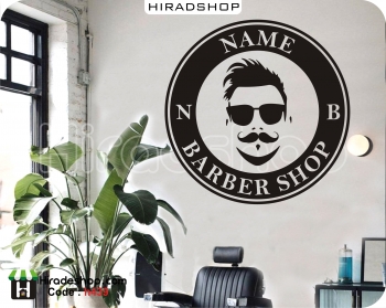 استیکر و برچسب دیواری لوگو آرایشگاه مردانه barber shop logo کد h439