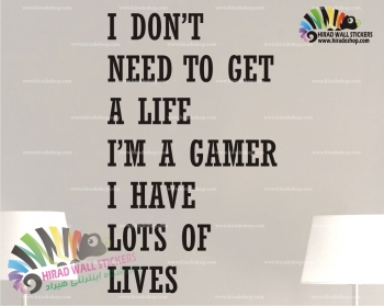 استیکر و برچسب دیواری گیم نت و کلوپ و بازی متن نوشته انگلیسی گیمینگ مخصوص گیمر ها Gamer Wallstickers کد h1006