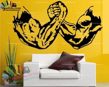 استیکر دیواری ورزشی بدنسازی فیگور مچ اندازی Bodybuilding Arm Wrestling Figure Wallstickers کد h1232