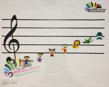 استیکر و برچسب دیواری نت و موسیقی کودکانه خطوط میزان و کلید سل Music Lines Wallstickers کد h1355