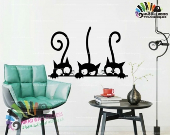استیکر دیواری فانتزی گربه‌های بازیگوش Playful Cats Wallstickers کد h1164
