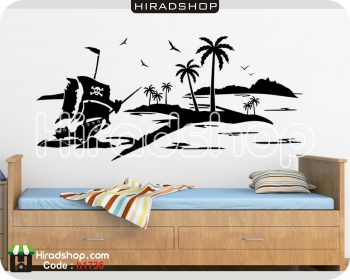 استیکر اتاق کودک جزیره و دزدان دریایی  beach wallstickers کد h1736