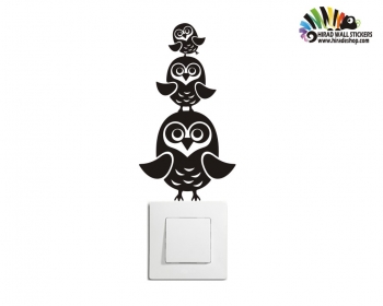 استیکر کلید و پریز جغدهای روی هم owl wallstickersکد h2177