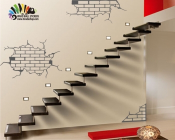 استیکر و برچسب دیواری ترک دیوار آجریbrick wallsticker کد h073