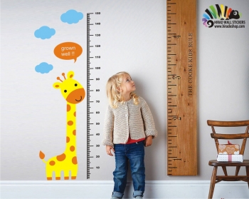 استیکر و برچسب دیواری اتاق کودک خط کش اندازه گیری قد زرافه grown well کد h087
