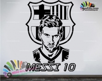 استیکر و برچسب دیواری فوتبال مسی و آرم باشگاه بارسلونا MESSI Wallsticker کد h1578
