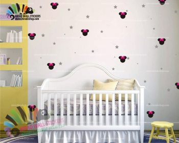 استیکر دیواری اتاق کودک پک میکی موس و ستاره Mickiy Mouse and Stars Wallstickers کد h1075