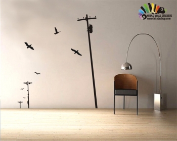 استیکر تیرهای چراغ برق و پرنده ها lights,birds wallstickersکد h090