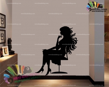 استیکر و برچسب دیواری دخترانه دختر نشسته بر روی صندلی کد h1373