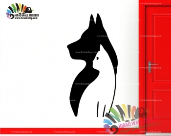 استیکر و برچسب دیواری حیوانات خانگی و پت شاپ سایه سگ و گربه Shadows of Dog & Cat Wallstickers کد h1025