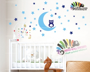 استیکر اتاق کودک جغد و ستاره و ماه کد h564