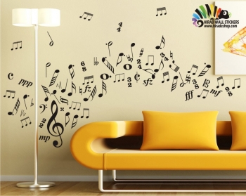 برچسب دیواری نوار نت ها music wall stickers کد h070