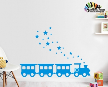 استیکر و برچسب دیواری اتاق کودک و نوزاد قطار و ستاره کد h296