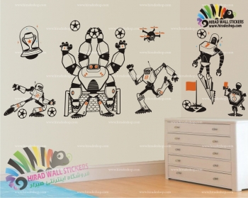 استیکر دیواری ربات های فوتبالیست اتاق کودک Football Robots Wallstickerکد h1009