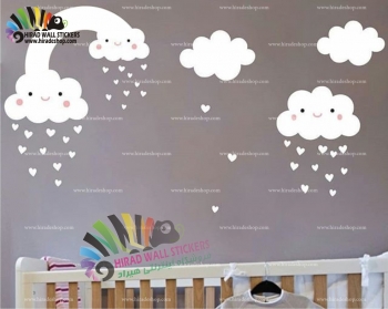 استیکر دیواری اتاق کودک ابرهای مهربان و بارش قلب Kind Clouds & Heart Precipitation Wallstickers کد h1018